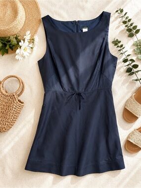 NWT J.Crew 100% Silk Navy Sleeveless Sheath Dress Size 12 Lined